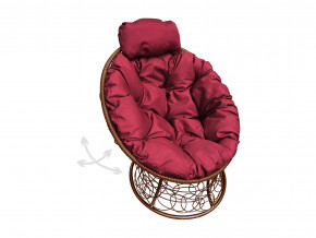 Кресло Папасан мини пружинка с ротангом бордовая подушка в Сухом Логу - suhoj-log.magazinmebel.ru | фото