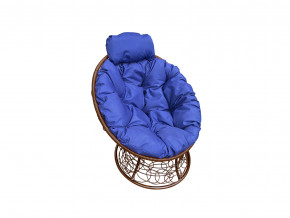 Кресло Папасан мини с ротангом синяя подушка в Сухом Логу - suhoj-log.magazinmebel.ru | фото