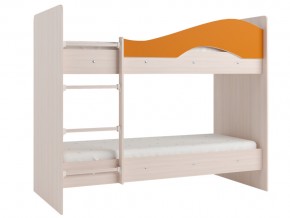 Кровать 2-х ярусная Мая на латофлексах млечный дуб, оранжевая в Сухом Логу - suhoj-log.magazinmebel.ru | фото