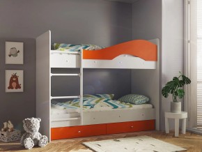 Кровать 2-х ярусная Мая с ящиками на латофлексах белый-оранж в Сухом Логу - suhoj-log.magazinmebel.ru | фото