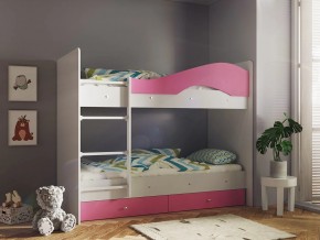 Кровать 2-х ярусная Мая с ящиками на латофлексах белый-розовый в Сухом Логу - suhoj-log.magazinmebel.ru | фото - изображение 1