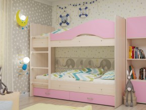 Кровать 2-х ярусная Мая с ящиками на латофлексах розовая в Сухом Логу - suhoj-log.magazinmebel.ru | фото - изображение 1