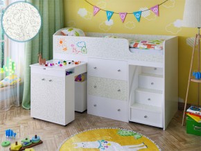 Кровать чердак Малыш 80х180 белый с фасадом для рисования феритейл в Сухом Логу - suhoj-log.magazinmebel.ru | фото