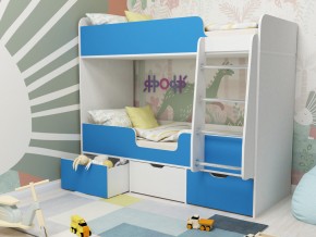 Кровать двухъярусная Малыш двойняшка белый-голубой в Сухом Логу - suhoj-log.magazinmebel.ru | фото