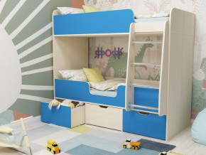 Кровать двухъярусная Малыш двойняшка дуб молочный-голубой в Сухом Логу - suhoj-log.magazinmebel.ru | фото