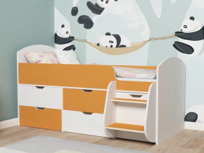 Кровать Малыш-7 белое дерево-оранжевый в Сухом Логу - suhoj-log.magazinmebel.ru | фото