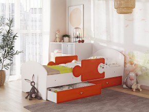 Кровать Мозаика с ящиком и бортиками на ламелях белый-оранж в Сухом Логу - suhoj-log.magazinmebel.ru | фото