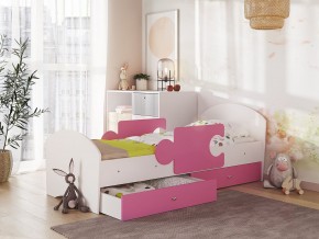 Кровать Мозаика с ящиком и бортиками на ламелях белый-розовый в Сухом Логу - suhoj-log.magazinmebel.ru | фото