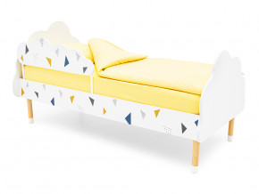 Кровать Stumpa Облако с бортиком рисунок Треугольники желтый, синий в Сухом Логу - suhoj-log.magazinmebel.ru | фото