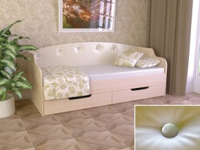 Кровать Юниор Тип 2 дуб молочный-белый перламутр 800х1600 в Сухом Логу - suhoj-log.magazinmebel.ru | фото