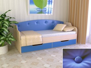 Кровать Юниор Тип 2 дуб молочный/синий 800х1600 в Сухом Логу - suhoj-log.magazinmebel.ru | фото
