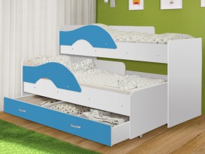 Кровать выкатная Радуга с ящиком 80х160 белая-голубой в Сухом Логу - suhoj-log.magazinmebel.ru | фото