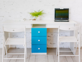Стол письменный двухместный В 5 голубой в Сухом Логу - suhoj-log.magazinmebel.ru | фото