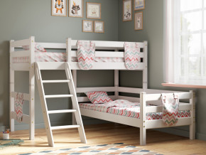 Угловая кровать Соня Вариант 8 с наклонной лестницей белая в Сухом Логу - suhoj-log.magazinmebel.ru | фото